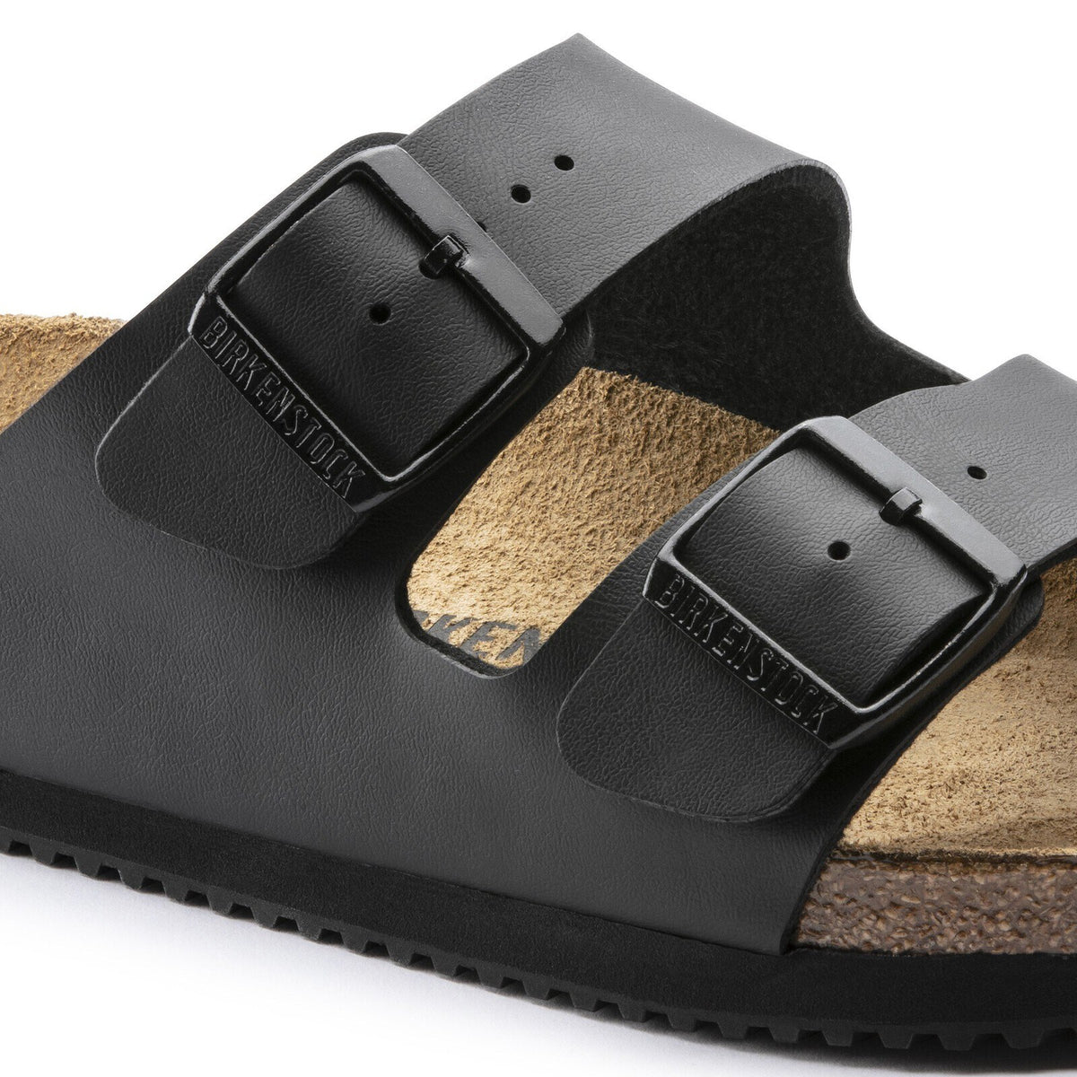 Birkenstock Arizona PROF czarne — detal materiału Birko-Flor