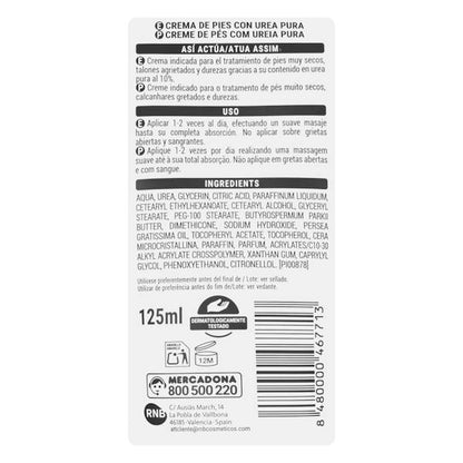Deliplus Pure Urea 10% — krem do stóp, 125 ml — etykieta ze składem i sposobem użycia
