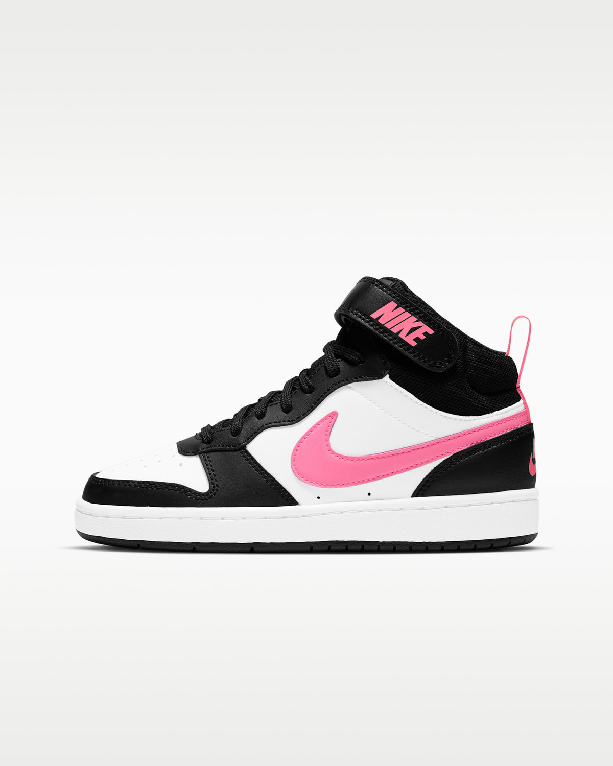 Nike Court Borough Mid 2 (GS) CD7782-005 — czarne z białymi i różowymi detalami